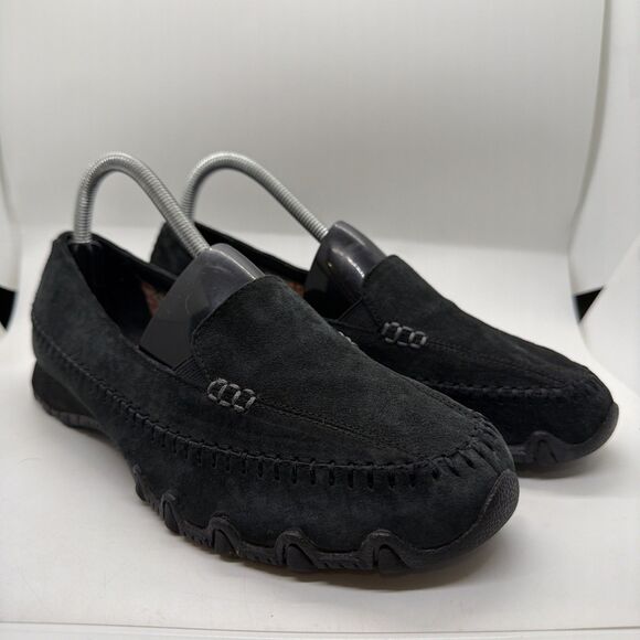 Womens Size 9 Skechers Relaxed Fit Memory Foam Black Suede Loafers Shoes 48930 - Picture 1 of 13